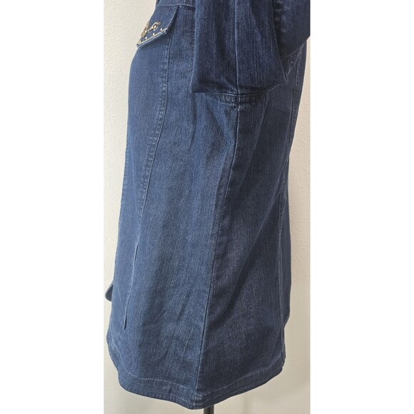 Alfred Dunner Women's Size 12 Blue Embellished Denim Shirt Jacket Trucker Beads - Picture 9 of 14